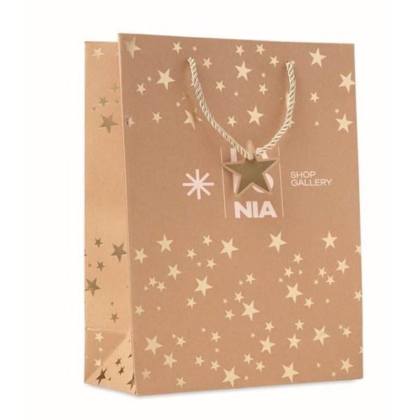 Obrázky: Vánoční papírová taška 25x11x32 cm, zlatý motiv, Obrázek 2