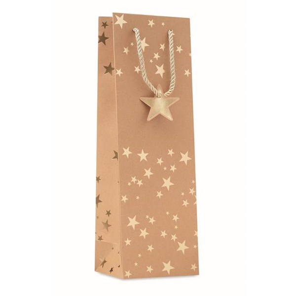 Obrázky: Vánoční taška na víno 9x12x35 cm, zlatý motiv