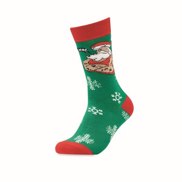 Obrázky: Pár ponožek s vánočním motivem, vel. M zelené, Obrázek 1