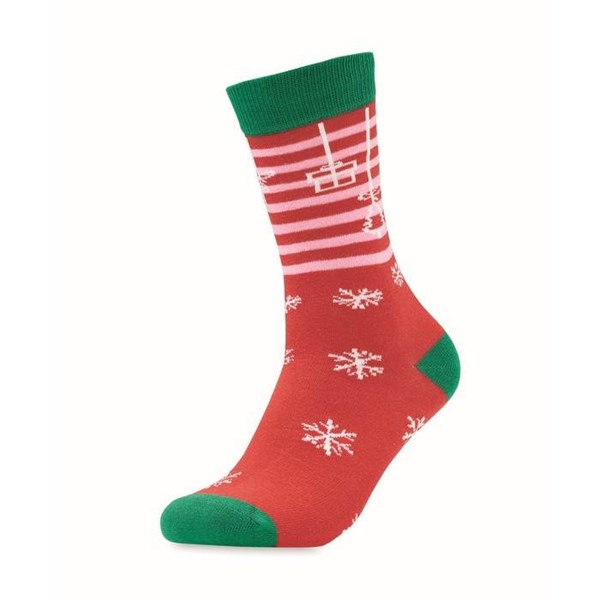 Obrázky: Pár ponožek s vánočním motivem, vel. L červené