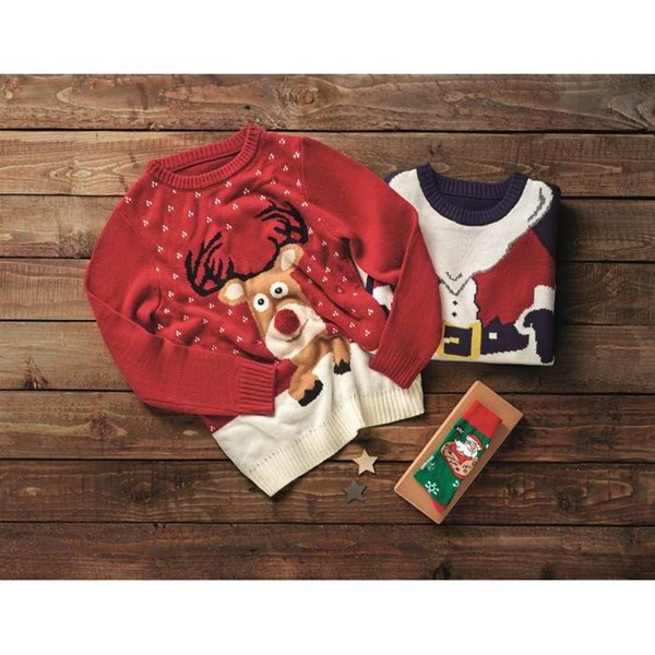Obrázky: Červený vánoční svetr s motivem soba, vel. S/M, Obrázek 2