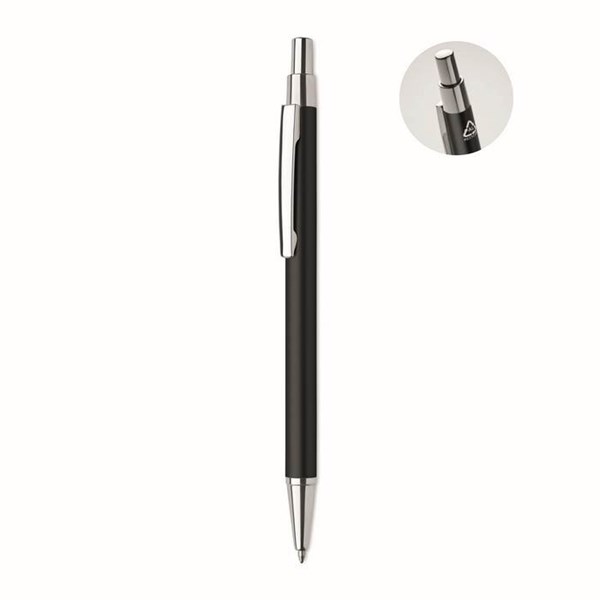 Obrázky: Černé kuličkové pero z hliníku s modrou náplní, Obrázek 1