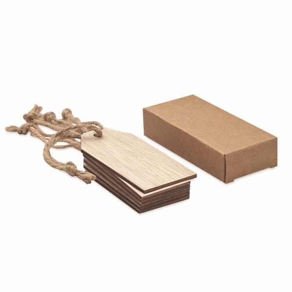 Obrázky: Sada šesti dřevěných visaček na dárky v krabičce