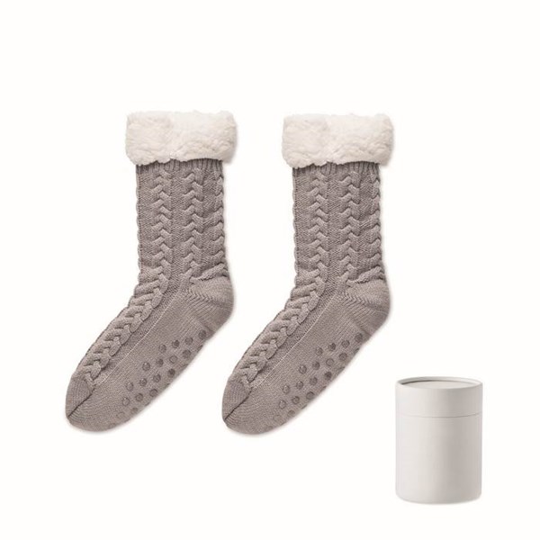 Obrázky: Šedé pletené ponožky, 1 pár, vel. M