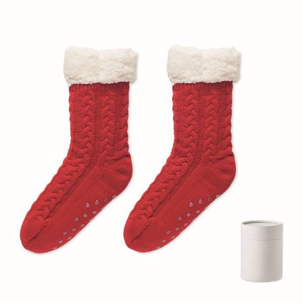 Obrázky: Červené pletené ponožky, 1 pár, vel. L
