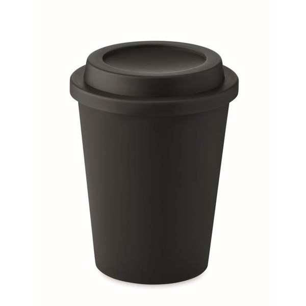 Obrázky: Dvoustěnný pohár PP s víčkem 300 ml, černý