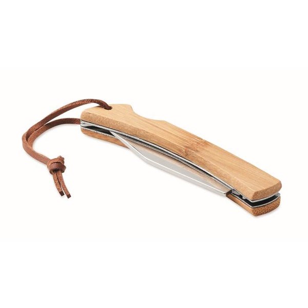 Obrázky: Nerezový zavírací kapesní nůž s bambusovou rukojetí