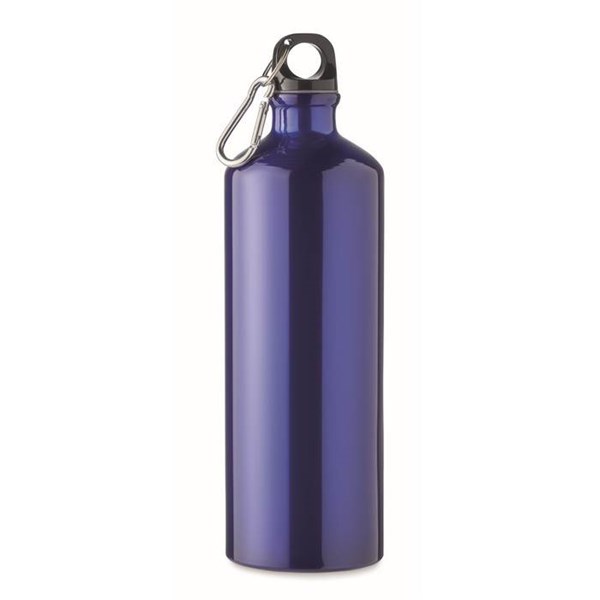 Obrázky: Modrá jednostěnná hliníková láhev s karabinou 1 l, Obrázek 1