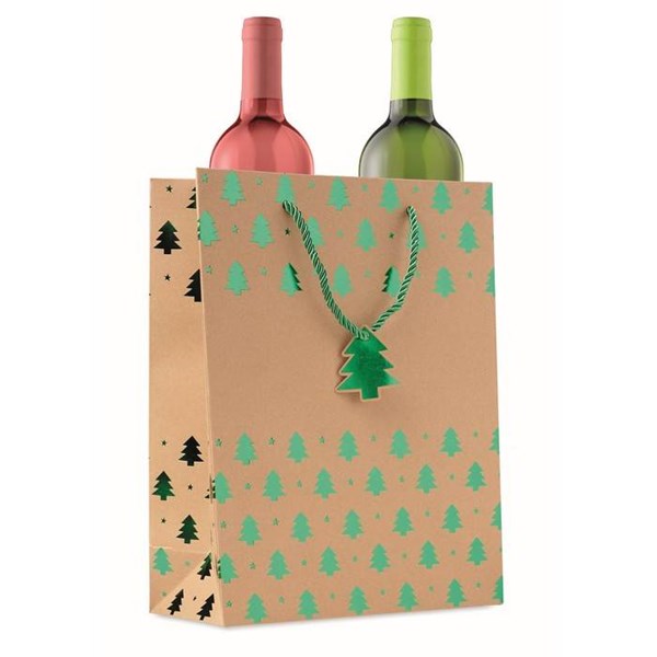 Obrázky: Vánoční papírová taška 25x11x32 cm, zelený motiv, Obrázek 7