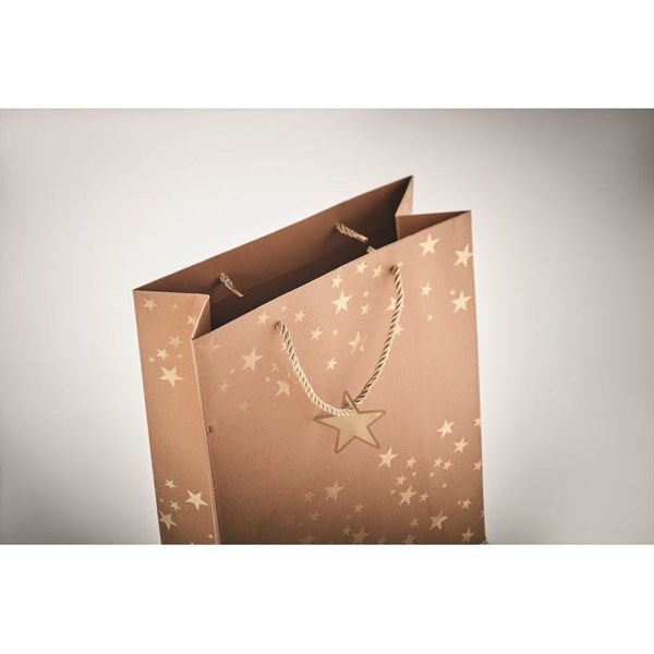 Obrázky: Vánoční papírová taška 25x11x32 cm, zlatý motiv, Obrázek 5