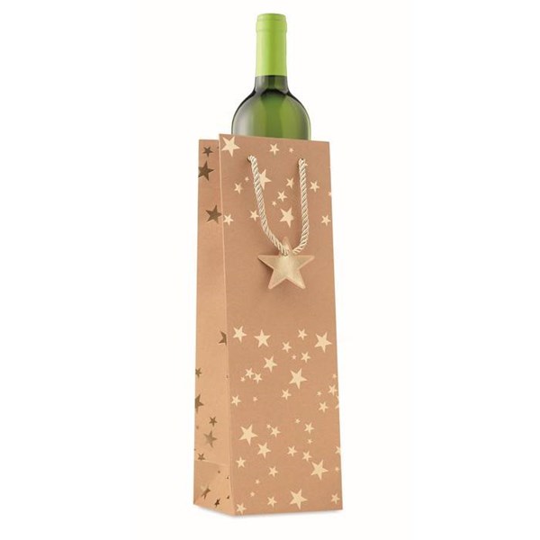 Obrázky: Vánoční taška na víno 9x12x35 cm, zlatý motiv, Obrázek 7