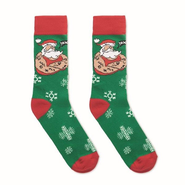 Obrázky: Pár ponožek s vánočním motivem, vel. M zelené, Obrázek 2