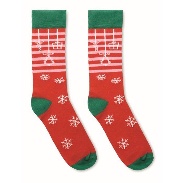 Obrázky: Pár ponožek s vánočním motivem, vel. L červené, Obrázek 2