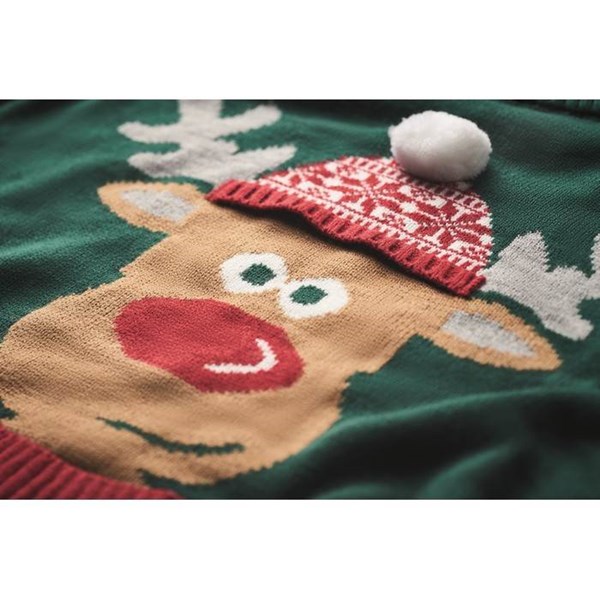 Obrázky: Zelený vánoční svetr s motivem soba, vel. L/XL, Obrázek 4
