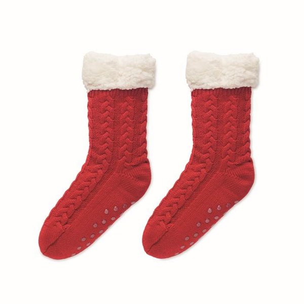 Obrázky: Červené pletené ponožky, 1 pár, vel. M, Obrázek 3