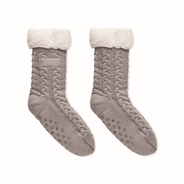 Obrázky: Šedé pletené ponožky, 1 pár, vel. M, Obrázek 2