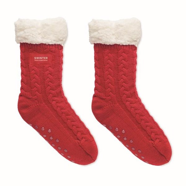 Obrázky: Červené pletené ponožky, 1 pár, vel. L, Obrázek 3