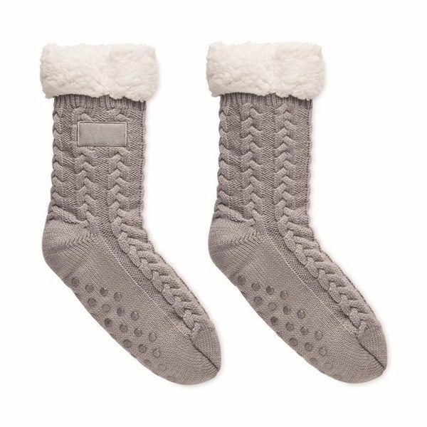 Obrázky: Šedé pletené ponožky, 1 pár, vel. L, Obrázek 2