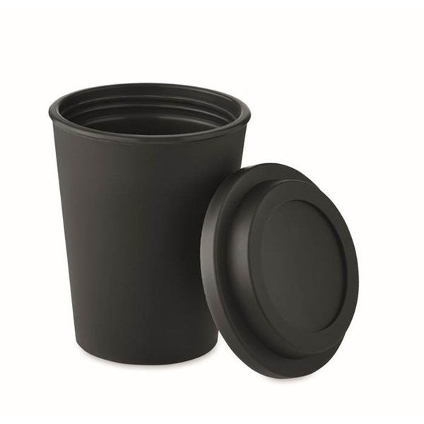 Obrázky: Dvoustěnný pohár PP s víčkem 300 ml, černý, Obrázek 2