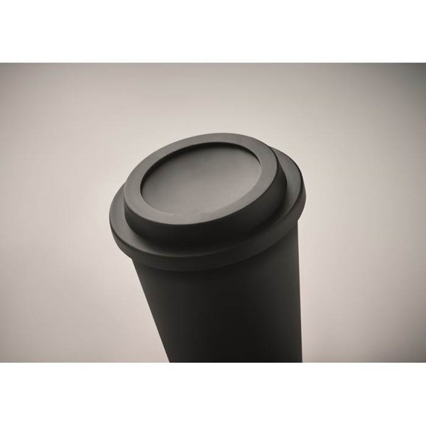 Obrázky: Dvojstěnný pohár PP s víčkem 300 ml, černý, Obrázek 3