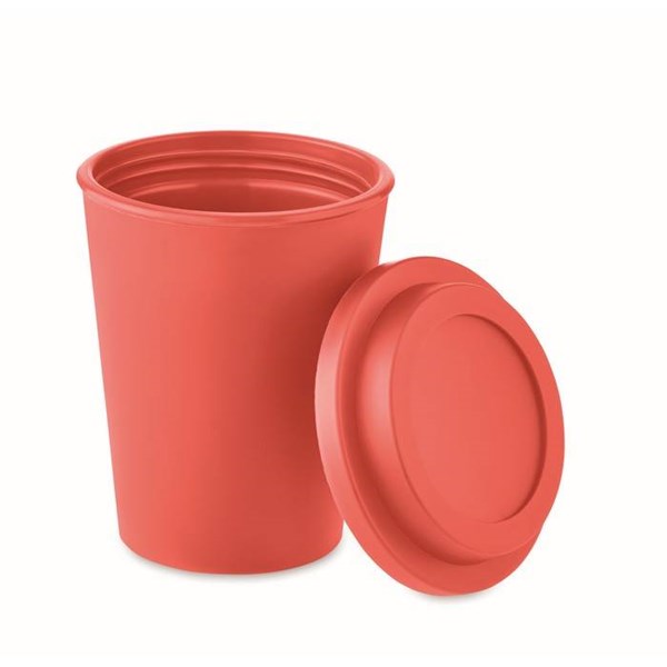 Obrázky: Dvojstěnný pohár PP s víčkem 300 ml, červený, Obrázek 2