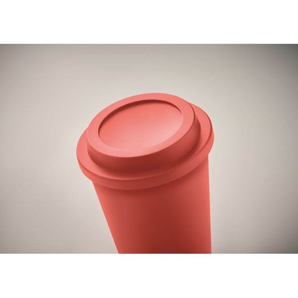 Obrázky: Dvojstěnný pohár PP s víčkem 300 ml, červený, Obrázek 3