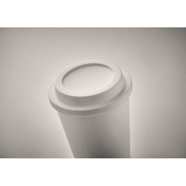 Obrázky: Dvojstěnný pohár PP s víčkem 300 ml, bílý, Obrázek 4