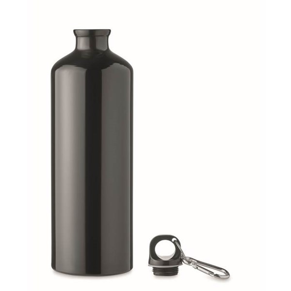 Obrázky: Černá jednostěnná hliníková láhev s karabinou 1 l, Obrázek 2
