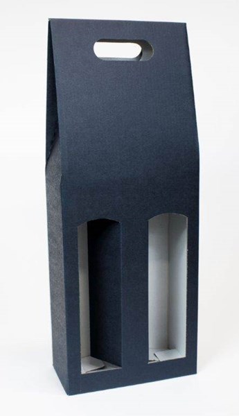 Obrázky: Krabice na 2 láhve vína či piva modrá 16,5x8,2x40cm