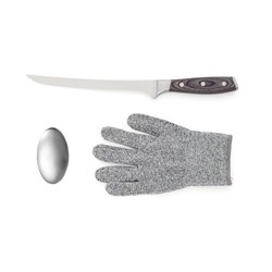Obrázky: Nůž na filetování VINGA Kaiser,rukavice,kov.mýdlo
