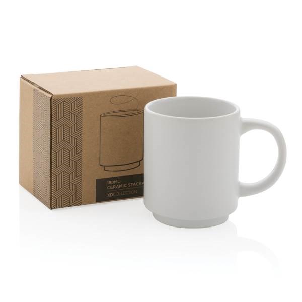 Obrázky: Stohovatelný keramický hrnek 180 ml bílý, Obrázek 8