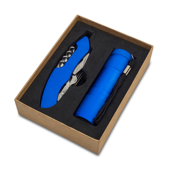 Obrázky: Modrá sada svítilny a kapesního nože s 11 funkcemi