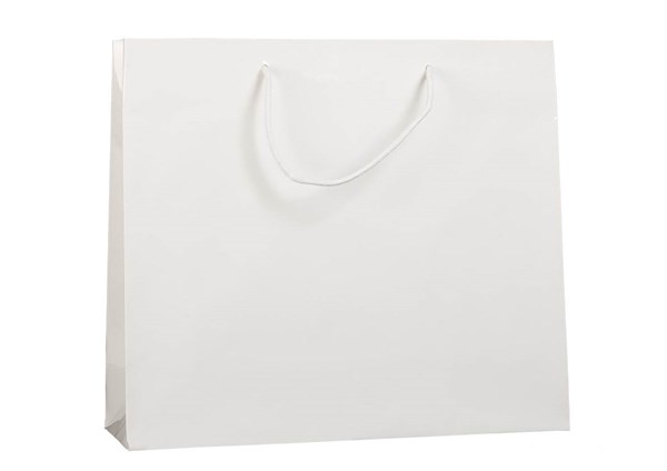 Obrázky: Papírová taška 38x13x31 cm textil.šňůrky, bílý lak