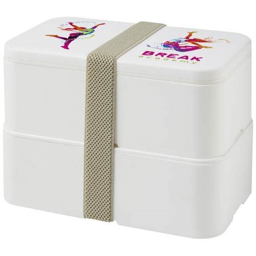 Obrázky: Dvoupatrová obědová krabička 2x700 ml, bílá, Obrázek 3