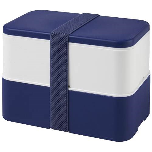 Obrázky: Dvoupatrová obědová krabička 2x700 ml, bílá/modrá, Obrázek 1