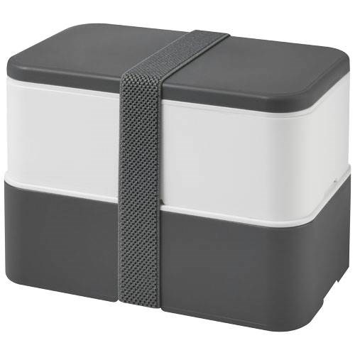 Obrázky: Dvoupatrová obědová krabička 2x700 ml, bílá/šedá, Obrázek 1