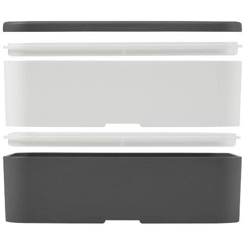 Obrázky: Dvoupatrová obědová krabička 2x700 ml, bílá/šedá, Obrázek 6