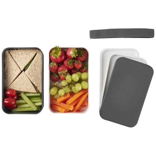 Obrázky: Dvoupatrová obědová krabička 2x700 ml, bílá/šedá, Obrázek 7