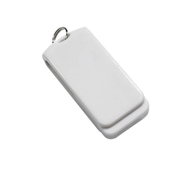 Obrázky: Malý bílý otočný USB flash disk 32GB s kroužkem, Obrázek 5