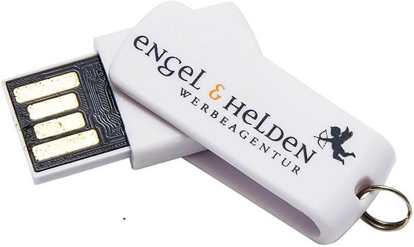 Obrázky: Malý bílý otočný USB flash disk 32GB s kroužkem, Obrázek 6