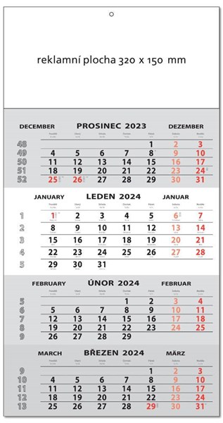 Obrázky: Čtyřměsíční nástěnný kalendář šedý SPECIÁL