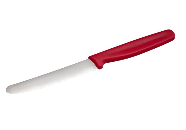 Obrázky: Červený nůž na zeleninu s kulatou vlnkovou čepelí