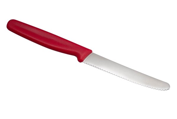 Obrázky: Červený nůž na zeleninu s kulatou vlnkovou čepelí, Obrázek 2
