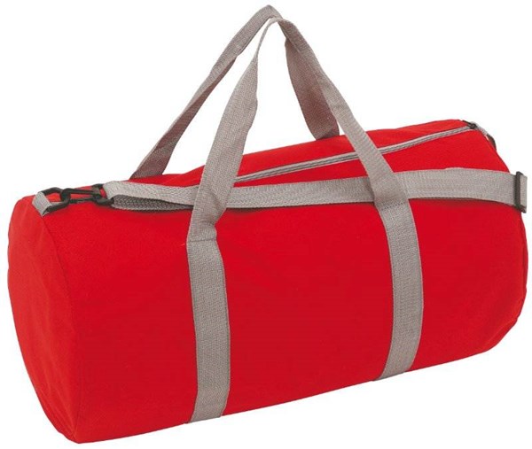Obrázky: Červená jednoduchá sportovní taška s šedými popruhy