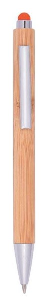 Obrázky: Bambusové kuličkové pero s oranžovým stylusem