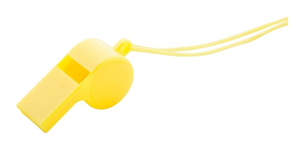 Obrázky: Žlutá plastová píšťalka se šňůrkou v barvě, Obrázek 1