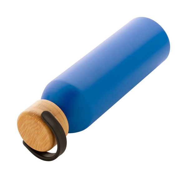 Obrázky: Modrá hliníková sport. láhev s bambus.víčkem,600 ml, Obrázek 4