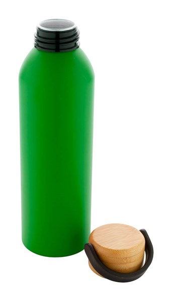 Obrázky: Zelená hliník. sport. láhev s bambus. víčkem,600 ml, Obrázek 4