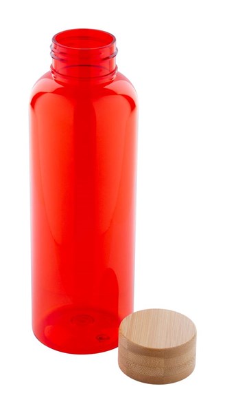 Obrázky: Červená láhev na vodu 500ml s bambus. víčkem, Obrázek 2