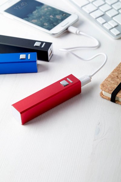 Obrázky: Červená hliníková USB power banka 2200 mAh, Obrázek 3